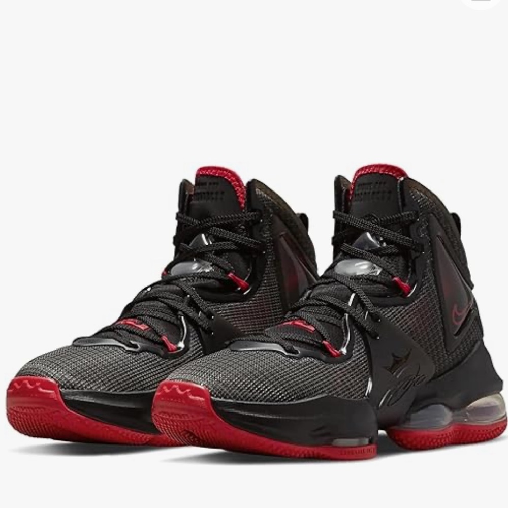 Nike Big Boy Kids Lebron 19 Bred Basketball Black Red Shoes Sneakers Size 6
